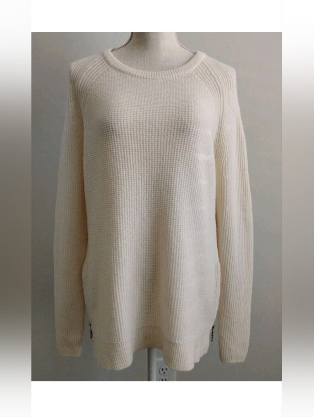 Boden Wool Cashmere Pullover Sweater Cream Long Slv Women's SZ L Crewneck Cozy